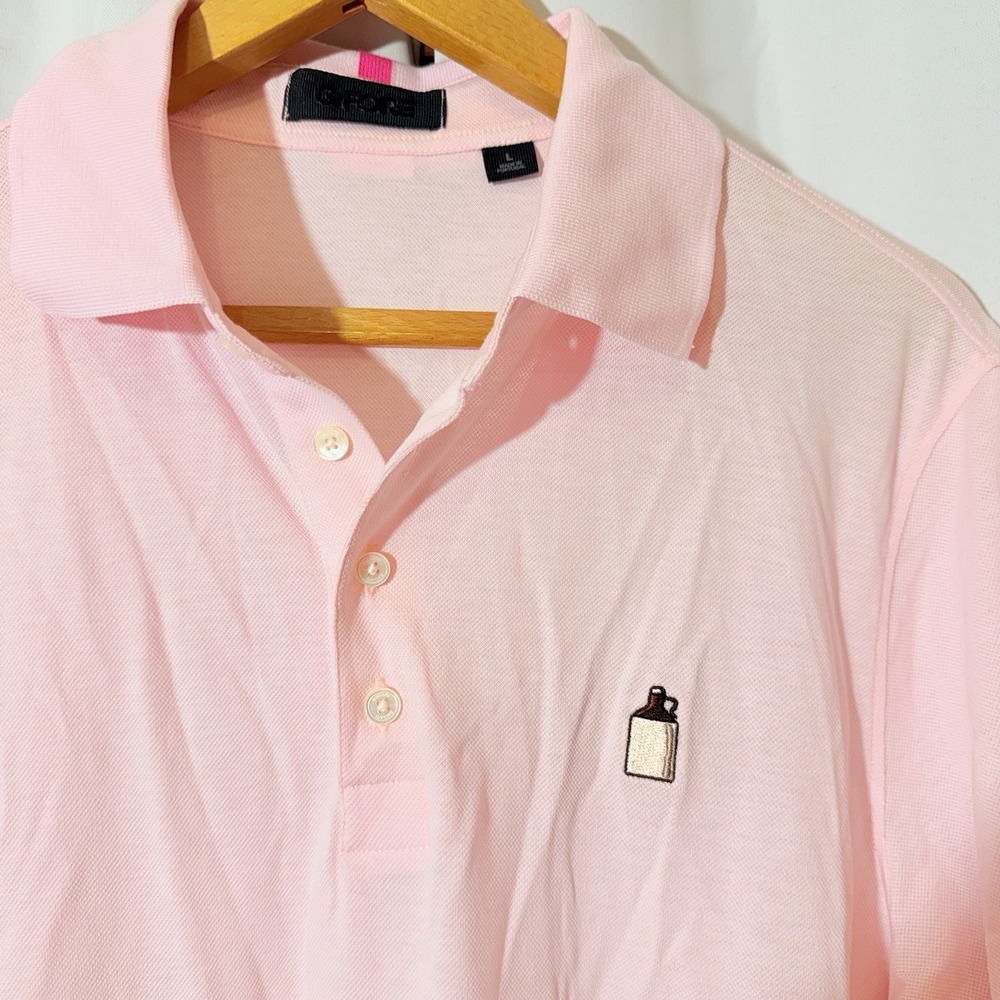 G/FORE Essential Tech Pique Polo Blush Golf Shirt, L NWT Bourbon/Whiskey Bottle